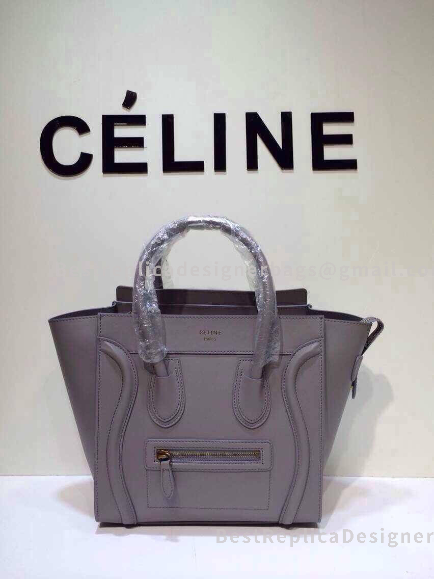 Celine Mini Luggage Handbag in Grey Smooth Calfskin